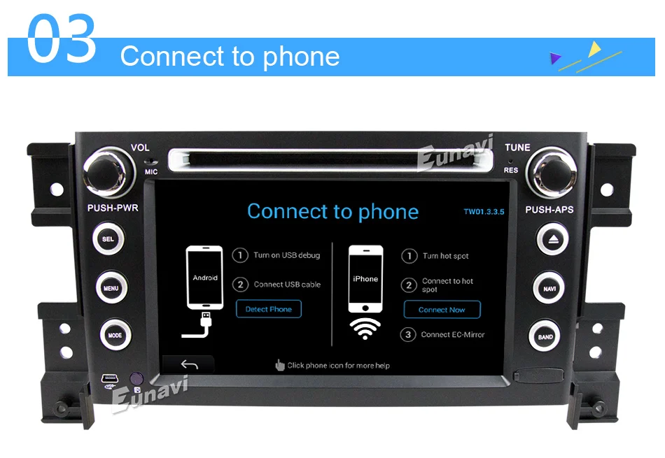 Sale Eunavi 2 Din 7 inch tda7851 Android 8.1 Car Dvd Player For Suzuki Grand Vitara Radio Stereo GPS in dash car pc 1024*600 HD wifi 24