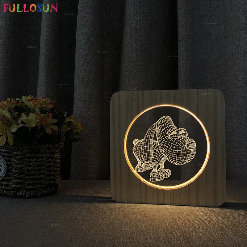 

Modern Minimalist 3D Wooden Desk Table Lamp Dog Style Bedside Lamp Nordic Style Creative Decorative Night Light