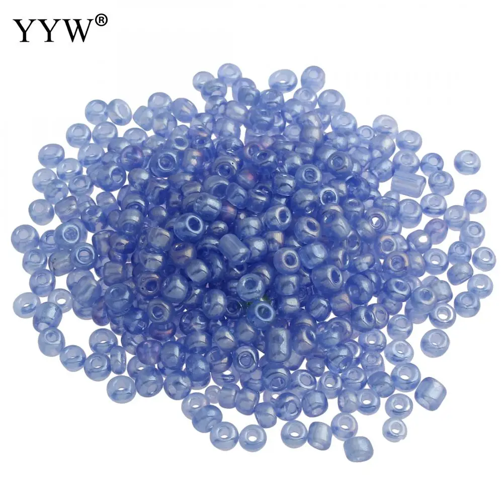 Wholesale NEW 4MM 200pcs Glass With Seed Spacer beads Jewelry Fitting Light blue