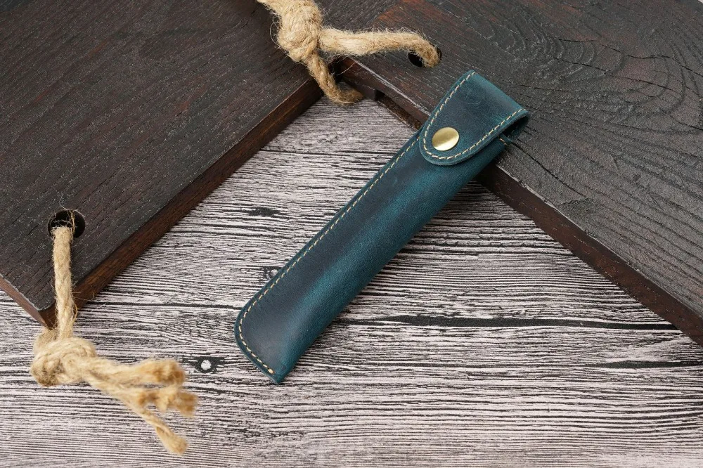Personality Leather Retro Pencil Case 17*3.8 cm Cowhide Pen Holder for One Pen Joy Corner