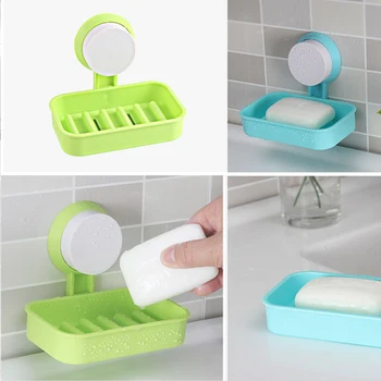 

Strong Suction Wall Holder Soap Box New 1pc Candy Colors Plastic Bathroom Soapbox Useful Storage Soap Box wall shelf