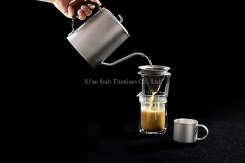 

Pure Titanium Single Wall 950ml Coffee Maker 230g+ Filter +3pcs 100ml Double Wall Mugs 49g/pc Healthy No-pating Anti-corrosion
