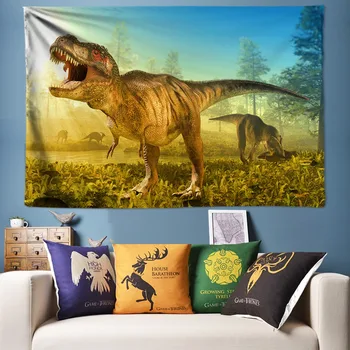 

Dinosaur Tapestry Large Wall Hanging Natural Forest Wall Tapestry Kids Bedroom Anime Animal Decoration Big Wall Cloth 200*300cm