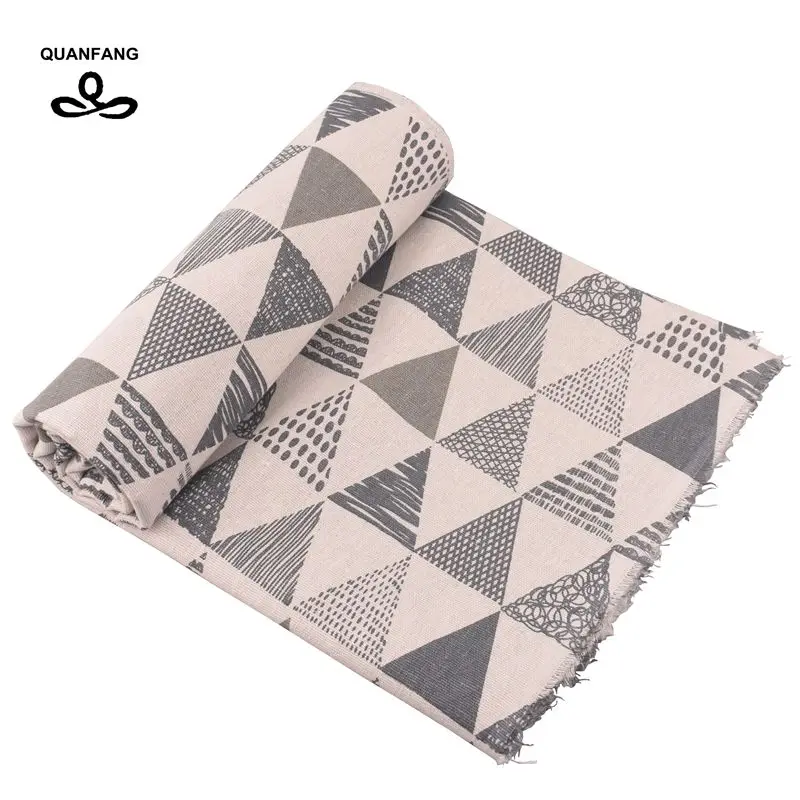 

QUAN FANG Geometric Pattern Printed Cotton Linen Fabric For Patchwork Quilting,Sewing DIY Sofa Table Cloth Furniture Half meter