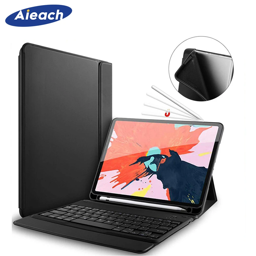 

Keyboard Case For iPad Pro 12.9 2018 With Pencil Holder PU Leather Smart Bluetooth Keyboard Silicone Cover For iPad 12.9 Funda