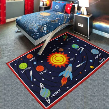 

Outer Space Earth/Moon/Sun/Star Kids Children's Rug and Carpet Child Game Machine Washable Room Carpet Bedside Runner Rugs