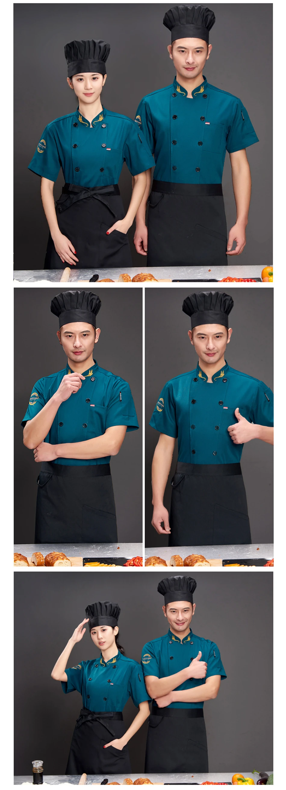 Взрослый шеф-повара униформа для мужчин рабочая одежда кухонные столешницы принт ресторанные рубашки летняя с коротким рукавом китайская