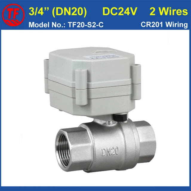 dc24v 2 wires ss304 dn20 full port actuator control valve npt bspdc24v 2 wires ss304 dn20 full port actuator control valve npt bsp female thread 3 4\u0027\u0027 electric water valve on off 5 sec ce ip67