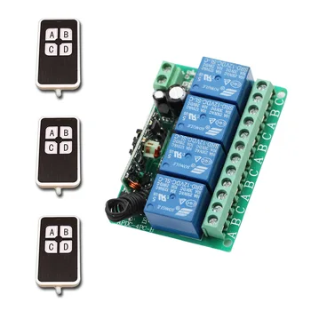 

2017 New DC12V 4CH 10A Wireless Remote Control Switch System 1*Receiver + 3*Transmitters for Appliances Gate Garage Door