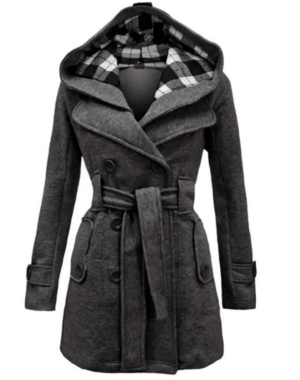 Осень Зима Женское модное длинное шерстяное пальто красная верхняя одежда женское пальто с капюшоном повседневные куртки теплый флис для женщин пальто