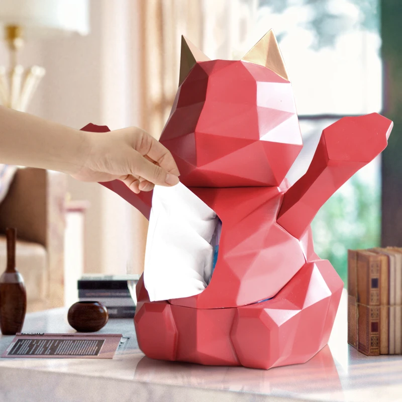 Кошки статуя насосные коробки деньги Рисунок ткани животных, Сейф смола ремесел украшения дома аксессуары L3004
