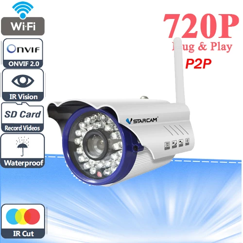 

Vstarcam C7815WIP Onvif 2.0 IP Security Camera Outdoor 720P Waterproof IP66 Network 1.0MP HD CCTV Camera Support 64G SD Card