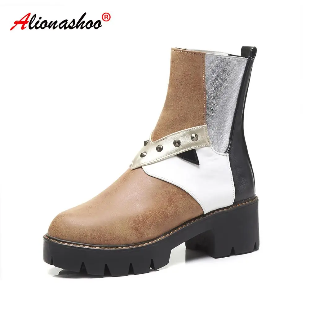 

Drop Shipping New Women Boots 2019 Autumn Chunky Heels Women Ankle Shoes Black Boots Fashion Office Leather Boots Plus Size34-43