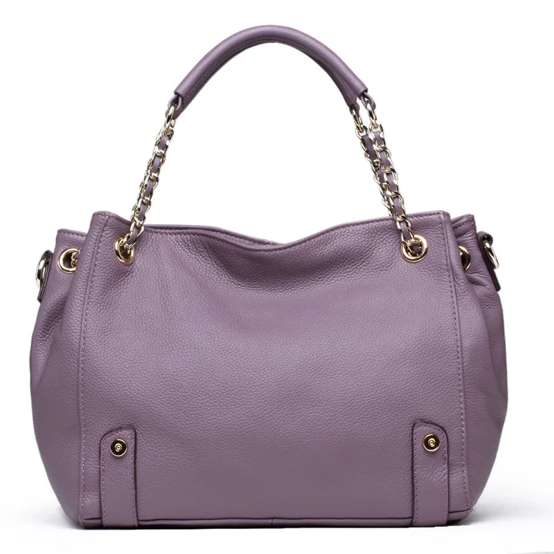 MJ женская сумка на плечо из натуральной кожи, женская сумка на цепочке, сумка из натуральной коровьей кожи, новинка, большие сумки-мессенджеры из воловьей кожи - Цвет: Фиолетовый