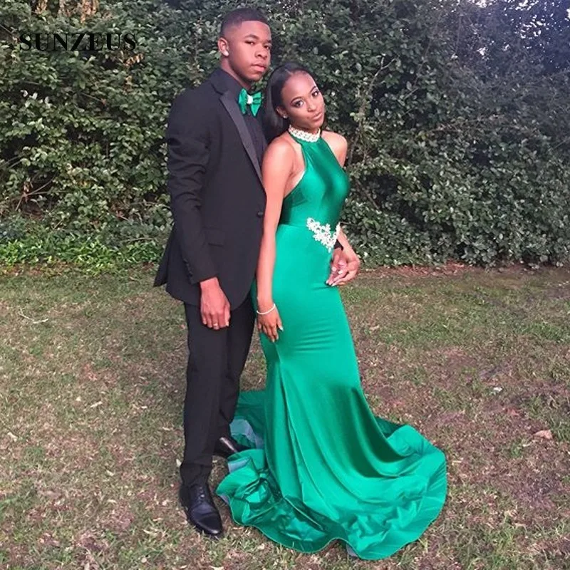 Emerald Green Prom Dress Beaded High 