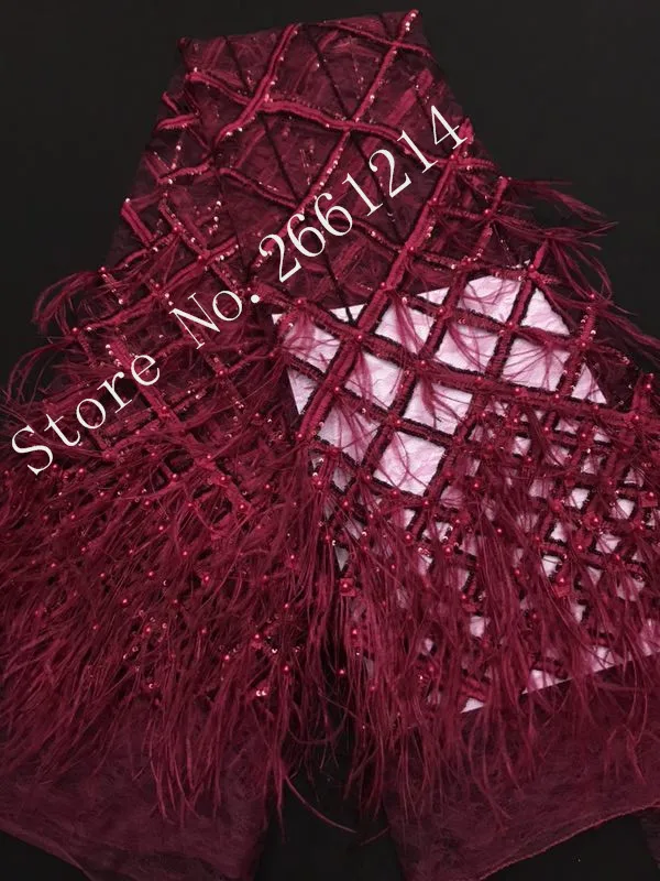 

5yards special design tulle african Indian net lace fabric with sequins and beads feather BZL-0104170ch for wedding dress
