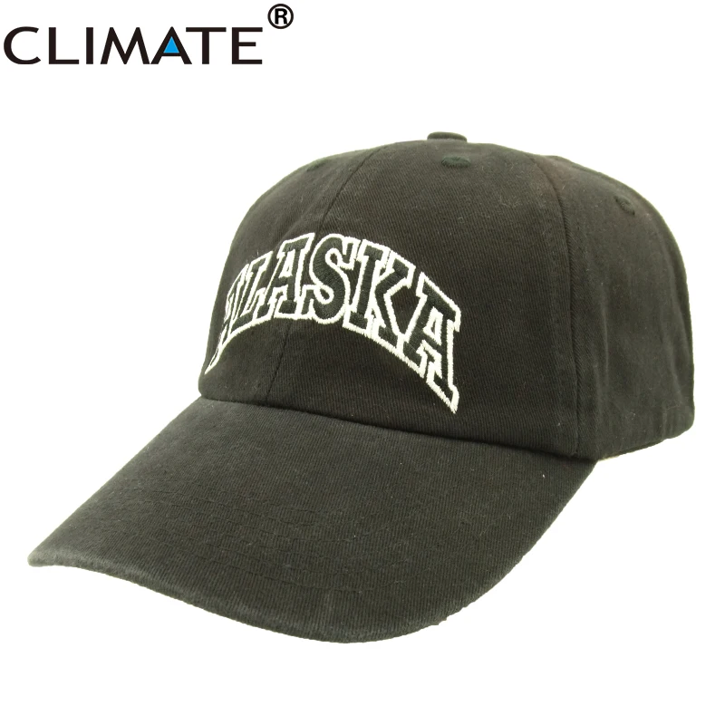 

CLIMATE Men Spring Summer Black Navy Alaska Logo Trucker Hunting Adjustable Baseball Caps Cotton Washed Fabric Fishing Hats