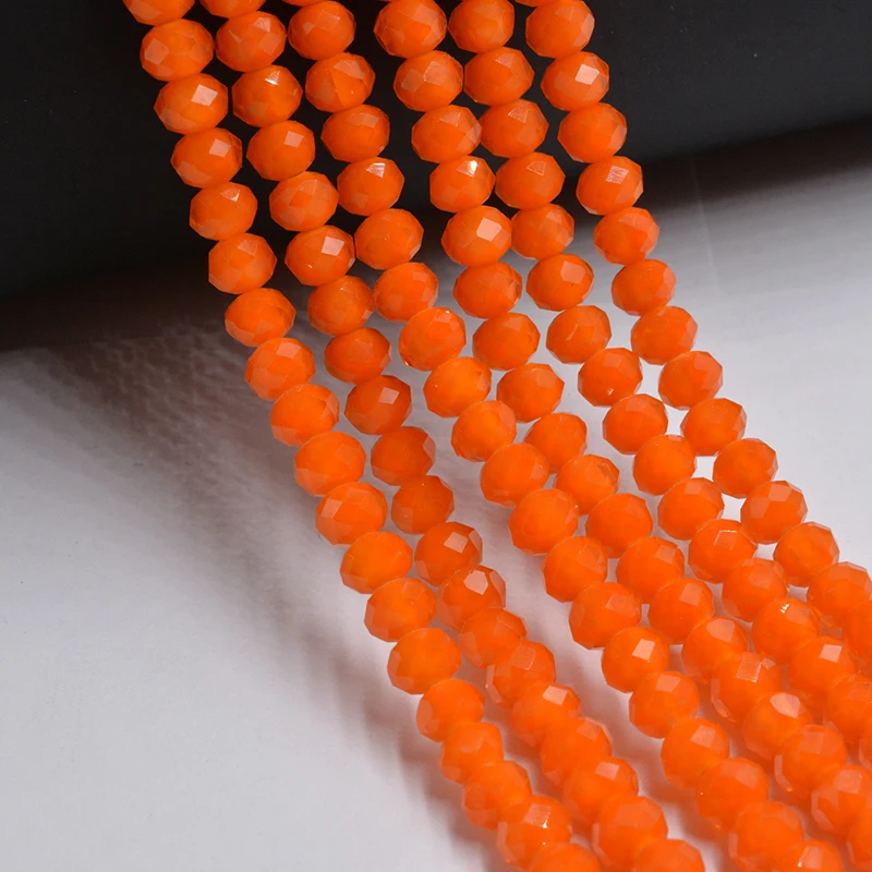 FLTMRH 4 * 6mm 50pcs Solid Orange Colors Rondelle Austria faceted