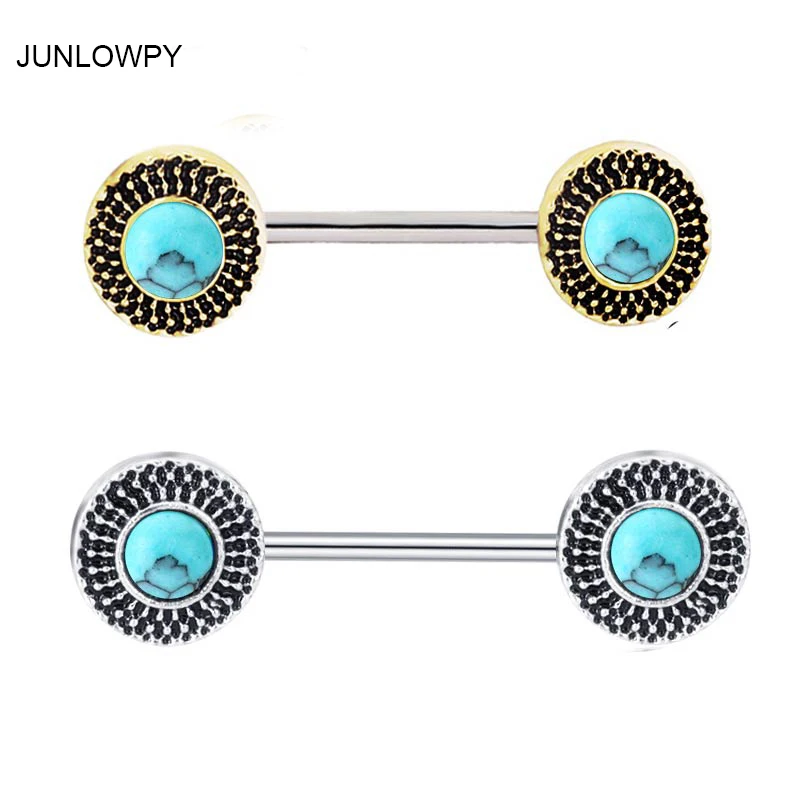 JUNLOWPY  Fresh Summer Style Daisy Nipple Barbell Piercing Sexy Bar Rings Jewelry Creative Punk Body Jewellery Women Gift