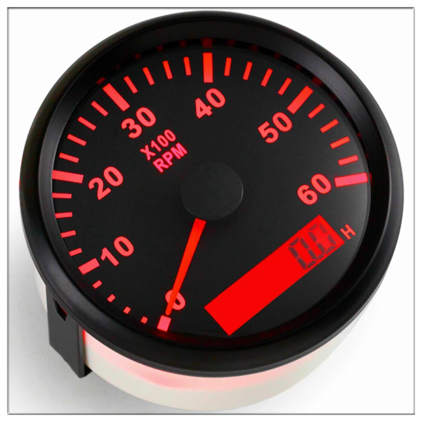 Tachometer boat 0 6000 RPM 85 mm Round Hour meter Engine Gauge Back