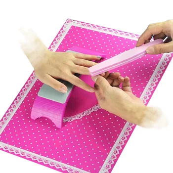 

New 1Set Nail Art Equipment 1pc Silicone Plastic Hand Holder Cushion Pillow and 1pc Foldable Washable Silicone Table Mat Pad