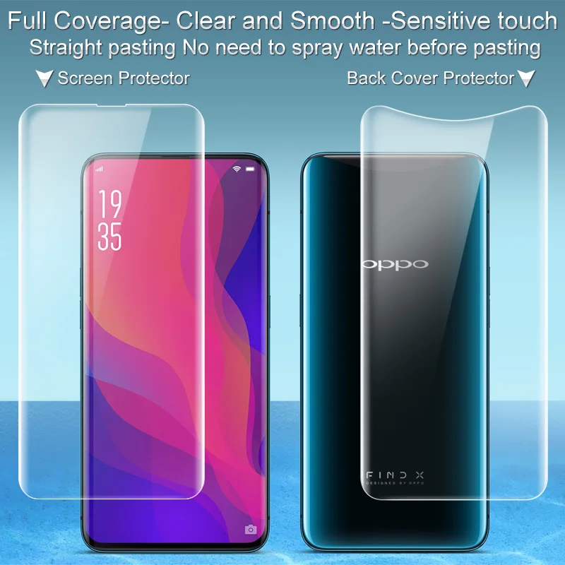 2PCS Full coverage for OPPO Find X Screen protector and Back cover protector Imak All Standing Hydrogel Film for OPPO FindX film