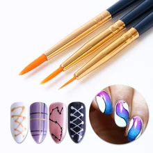 3 Pcs Liner Sikat untuk Manikur Gradient Lukisan Kuku Gel Polandia Pen Cairan Bubuk Acrylic Menggambar Grid Kuku Mengakses Alat BE817(China)