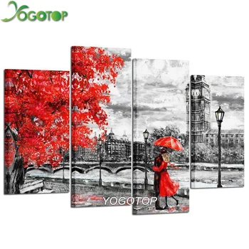 

YOGOTOP DIY Diamond Painting Cross Stitch Kit Full Diamond Embroidery 5D Diamond Mosaic Home Decor City bridge lovers 5pcs ML274