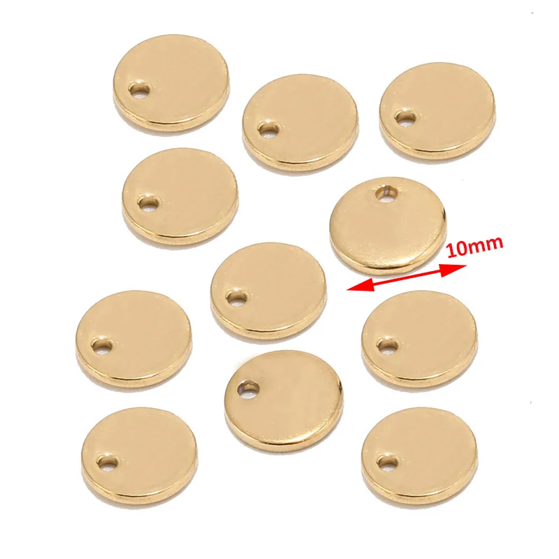 

80pcs/lot 8mm/10mm Gold/Rose Gold/Silver Blank Circle Charm Stainless Steel Tag Charms Stamping Blanks Coin Charm Findings