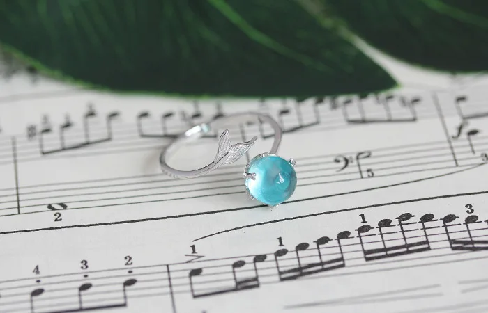 925 пробы серебряные открытые синие Кристальные кольца с дизайном «пузырьки» для женщин и девушек, подарочные массивные ювелирные изделия, регулируемое кольцо на палец