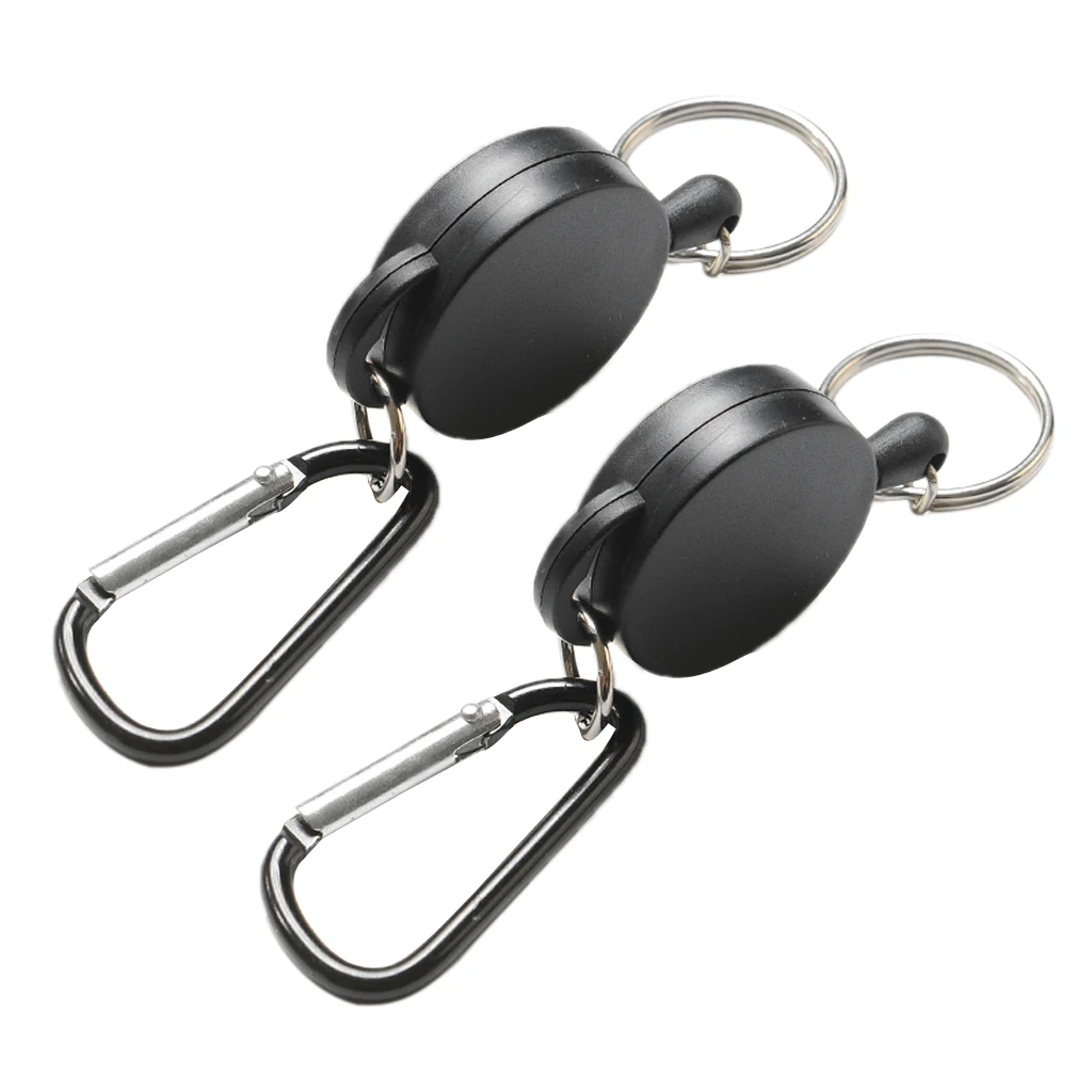 

2 pcs Heavy Duty Retractable Pull Key Chain Badge Reel with Steel Wire Rope for outdoor Camping Hiking Backpacking