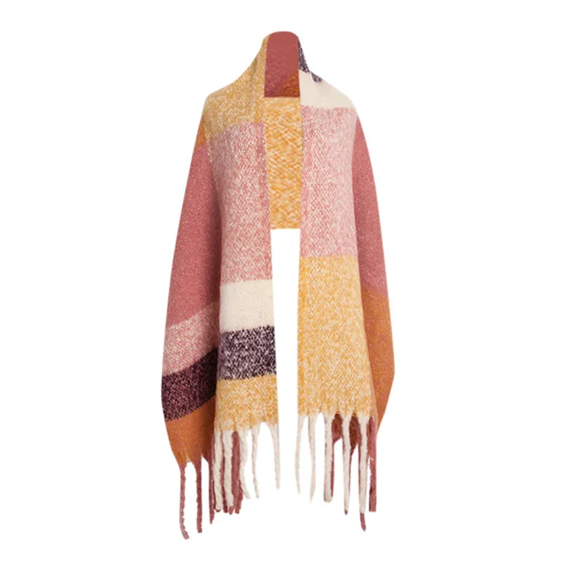 Women's Shawl Wrap Warm Scarf Cozy OblongPlaid BlanketStripe Light Infinity Women Winter Accessories 30LY18 (26)
