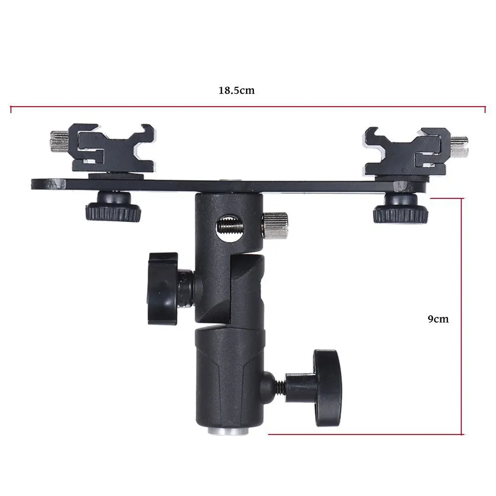 Kaliou Double Hot Shoe bracket Flash Umbrella Holder Light Stand Bracket For Photo Video Stand Tripod Photo Studio Accessory