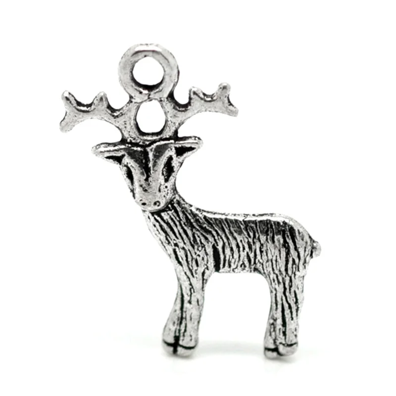

750Pcs Pendants Christmas Reindeer Animal Silver Tone Jewelry Crafts Making Component Charm 24x19mm