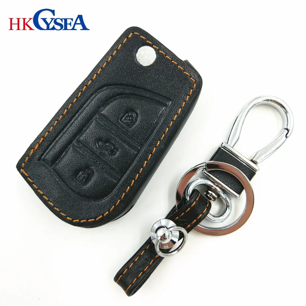 HKCYSEA New For Toyota Corolla Camry RAV4 Leather Car Key Holder Cover