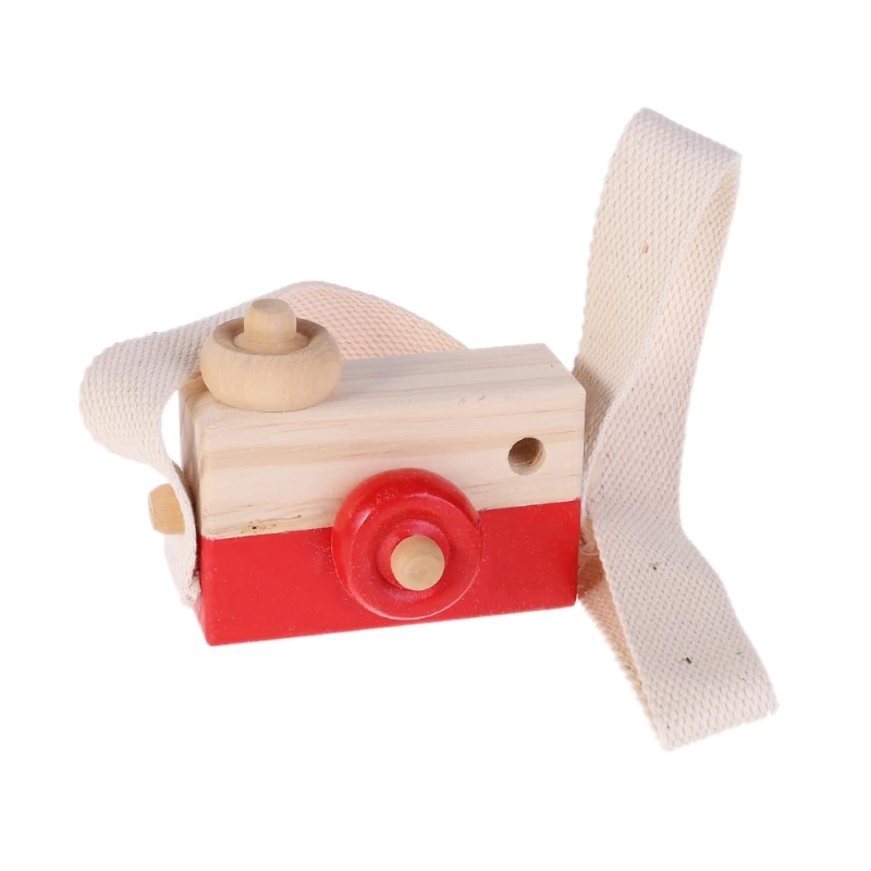 Деревянная игрушечная камера для детей, креативная подвесная веревка для шеи, игрушки для фотосъемки, подарок JU12, Прямая - Цвет: Красный