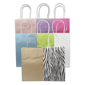 

20Pcs Colorful Kraft Paper Gifts Packaging Bag with Handle Boutiques Crafts Carrier Package Pouch Clothes Candy Packing Pouch