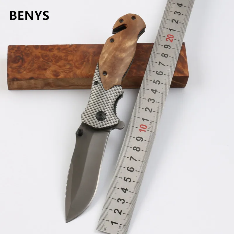 Складной нож BENYS X50 с титановым покрытием стальным лезвием и деревянной ручкой