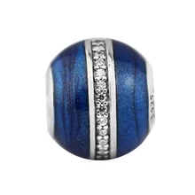 Орбита полуночных шармов 925 стерлингового серебра Синие эмалевые бусины для женщин подходит оригинальные браслеты DIY тонкой Шарм серебро 925 ювелирные изделия