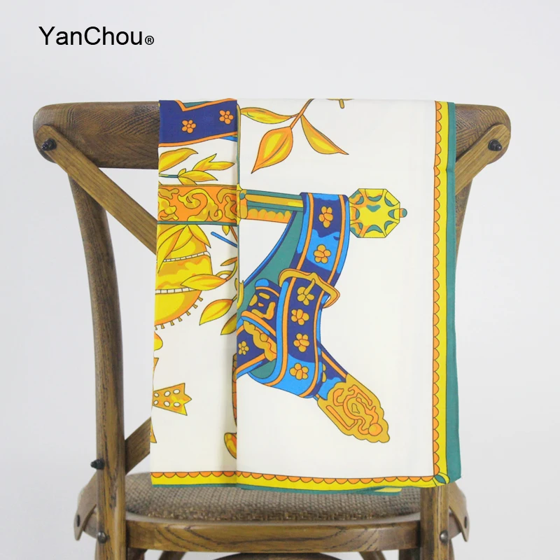 

Large Square Silk Twill Scarf Women Luxury Shawl Echarpe Vintage Woman Big Size Printed Scarves 130*130cm Wholesale