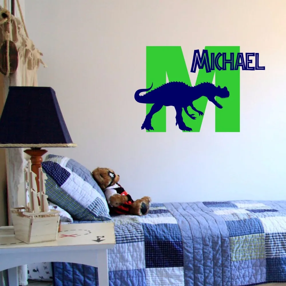 Dinosaur Wall Decal with Personalized Name Removable Vinyl Wall