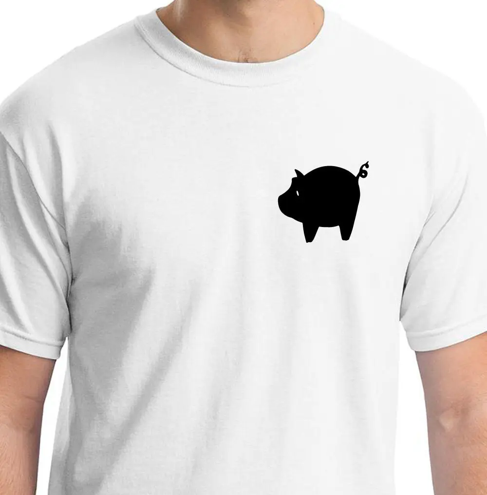 CARTOON PIG WHITE T SHIRT ANIMAL GIFT BIRTHDAY FAT PIGGY PIGGLY ROUNDED