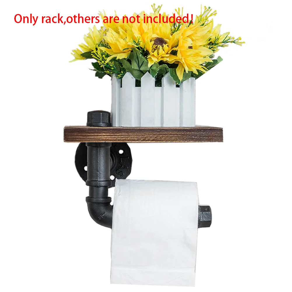 

Retro Wooden Shelf Roll Toilet Phone Storage Practical Wall Mounted Home Hotel Industrial Style Paper Holder Hanging Rack