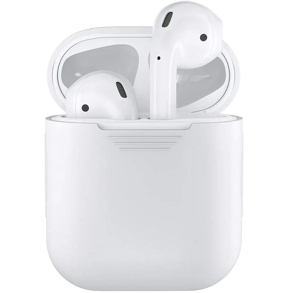 Air pods силиконовый Bluetooth беспроводной чехол для наушников Защитный чехол для Airpods аксессуары для кожи для Apple Airpods зарядная коробка - Цвет: White