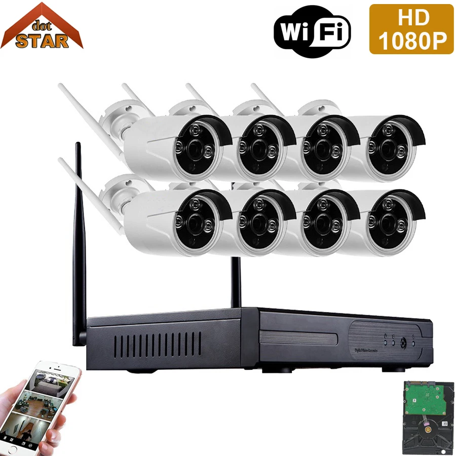 

Stardot Wireless 8CH NVR Kit 1080P Full HD 2MP IP Camera CCTV P2P Camera Outdoor 2mp wifi cctv camera security system kit