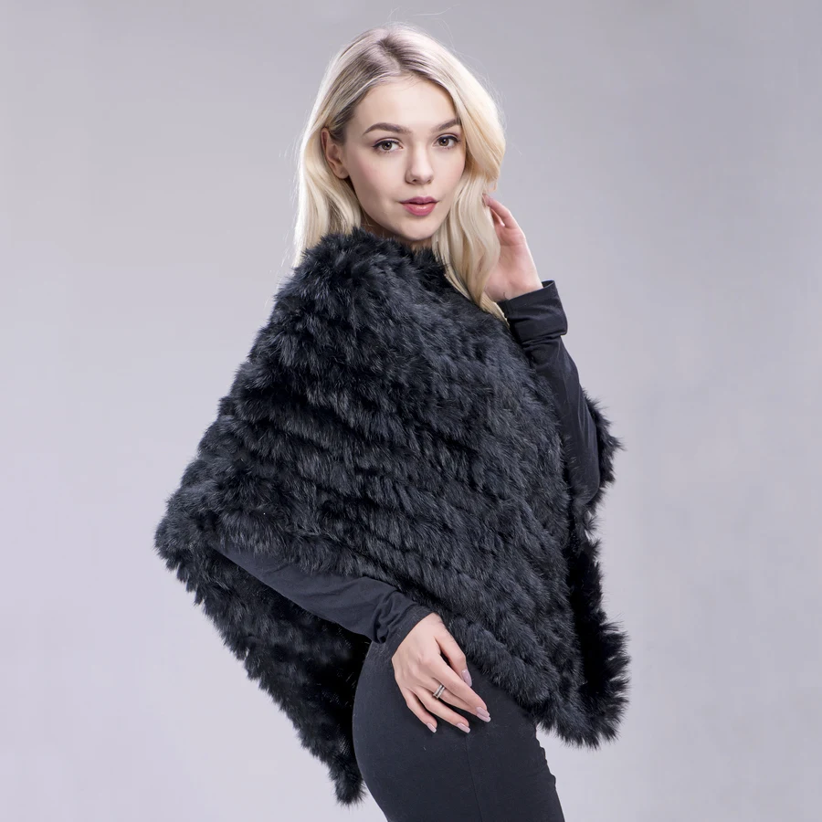 Женский вязаный пончо ZDFURS * демисезонный шарф накидка из натурального кроличьего