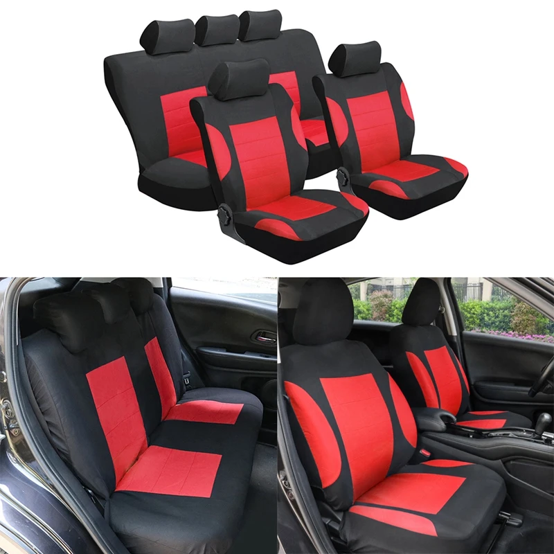 

TIROL T24917 Universal 11PCS Full Set Car Seat Covers Fit with Most Vehicles Red