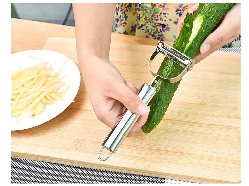 Rotatable Peeler Vegetable Julienne Peeler Stainless Steel Julienne Slicer for Fruit With Cleaning Brush09