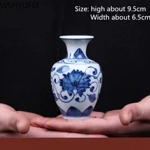 Китайская Голубая и белая фарфоровая Ручная роспись небольшая ваза нежная и гладкая текстура Гидропонные установки украшения для дома WSHYUFEI