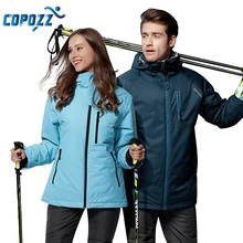COPOZZ Ski Suit Mountain Waterproof Snowboard Warm Ski Jacket and Pants Ski Set Men Women Winter Outdoor Female Male Snow Suits dropshipping waterproof sportwear female ski suit women winter ski wear hooded jacket strap pants snow jacket and pants